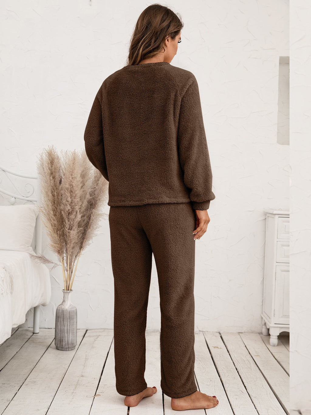 Ivy Lane Teddy Long Sleeve Top and Pants Lounge Set by Wild and Free Boutique