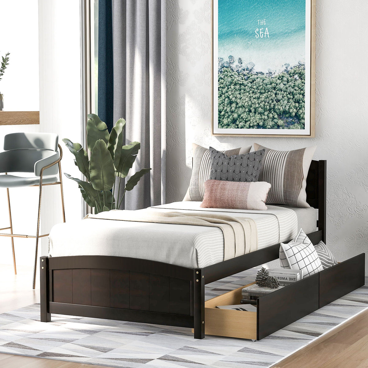 Platform Bed & Headboard, Footboard And Wood Slat Support by Unique Piece Furniture