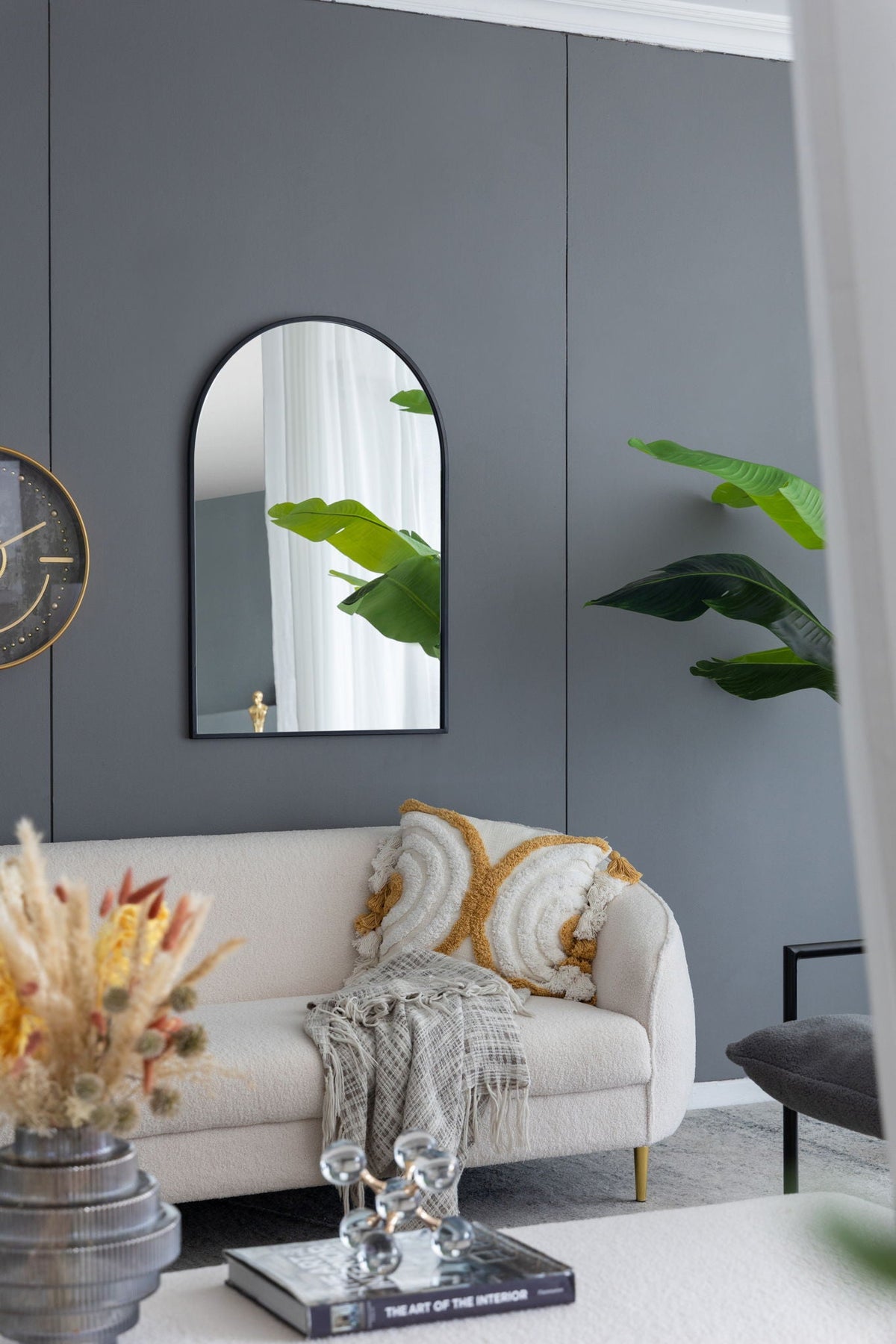 Arched Mirror With Metal Frame, Wall Mirror For Living Room Bedroom Entryway by Unique Piece Furniture