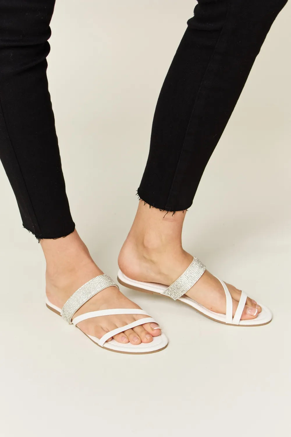 WILD DIVA Rhinestone Strappy Flat Sandals by Wild and Free Boutique