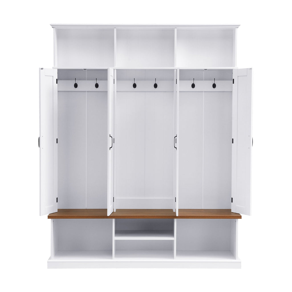 Entryway Hall Tree With Bench, 3 Top Cubbies & Bottom Storage Space by Unique Piece Furniture