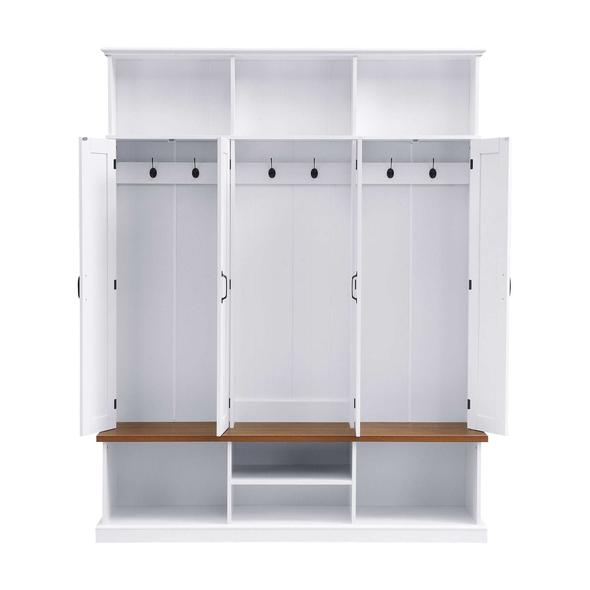 Entryway Hall Tree With Bench, 3 Top Cubbies & Bottom Storage Space by Unique Piece Furniture
