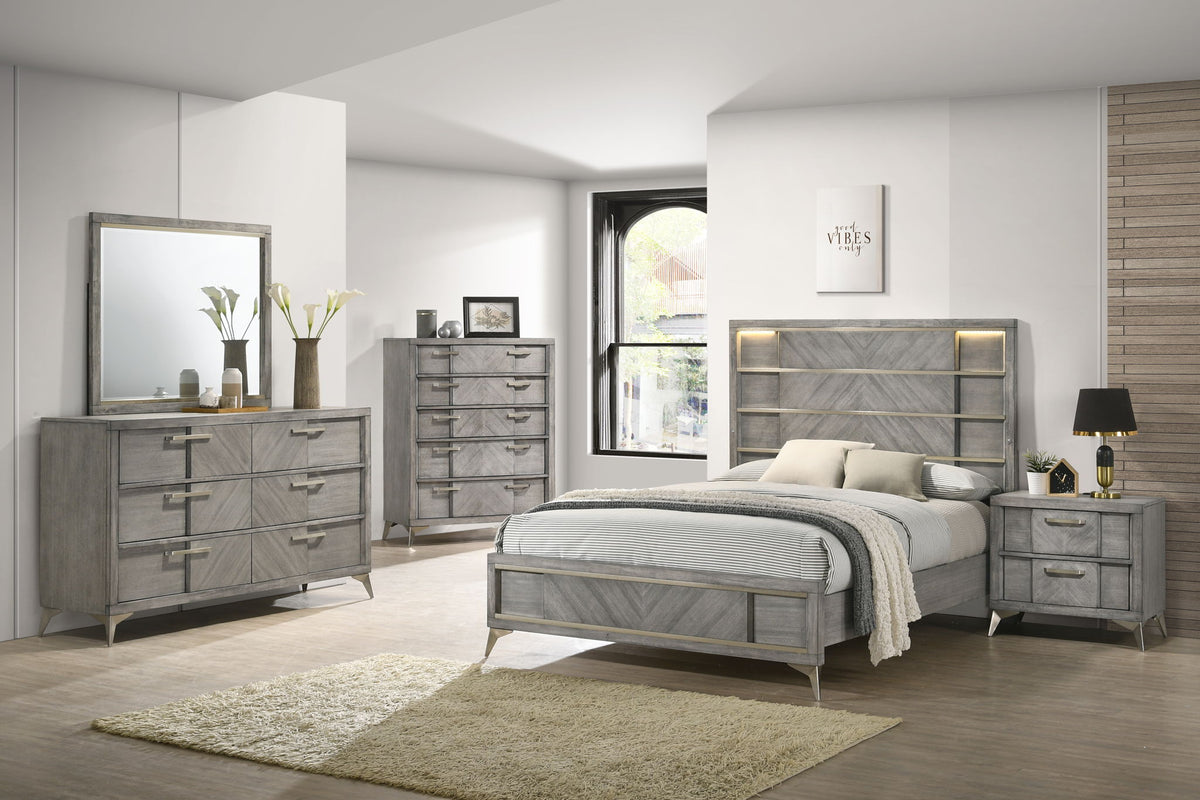 Storage Bed With Bookmatched Veneer by Unique Piece Furniture