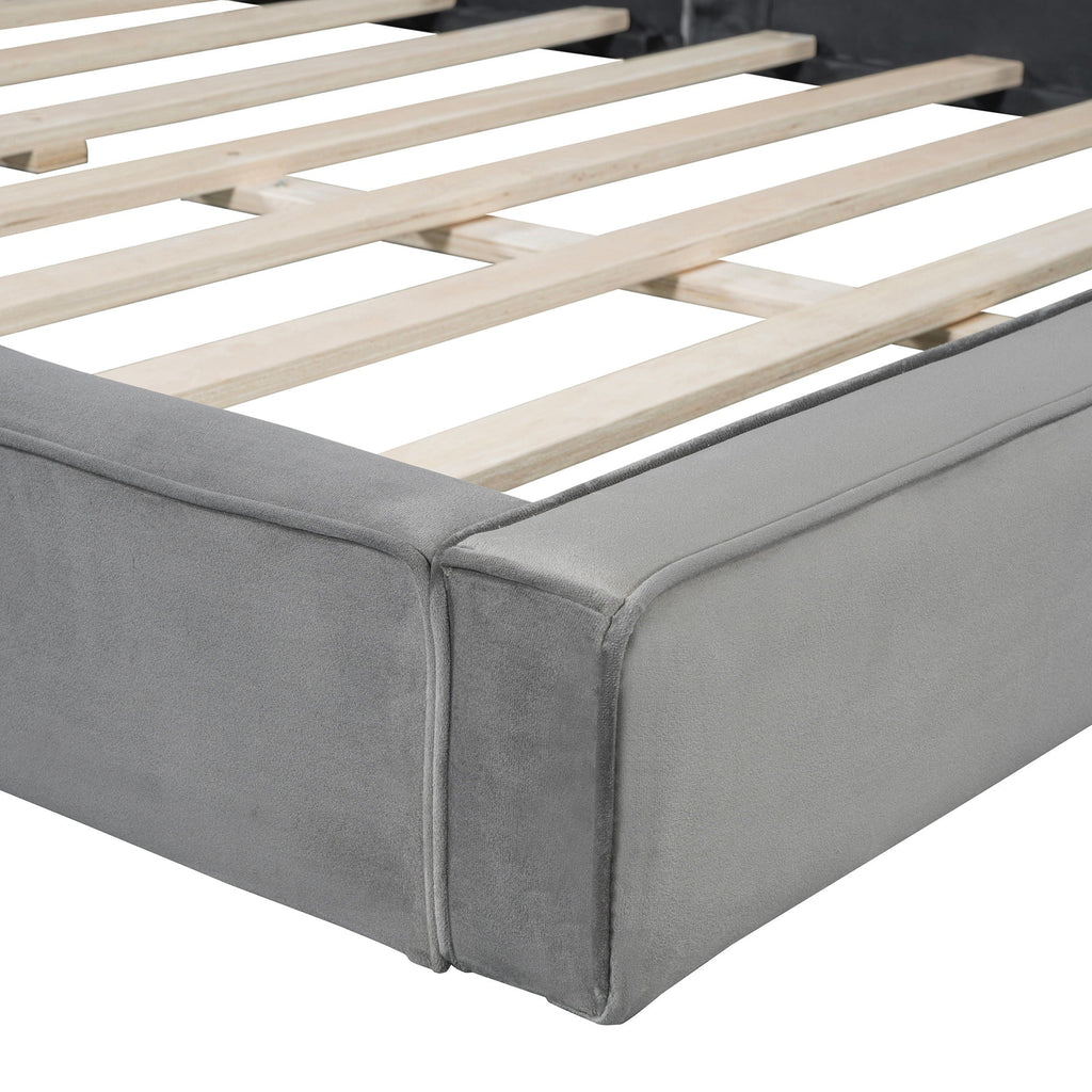 Upholstered Platform Bed, Grounded Bed With Solid Frame by Unique Piece Furniture
