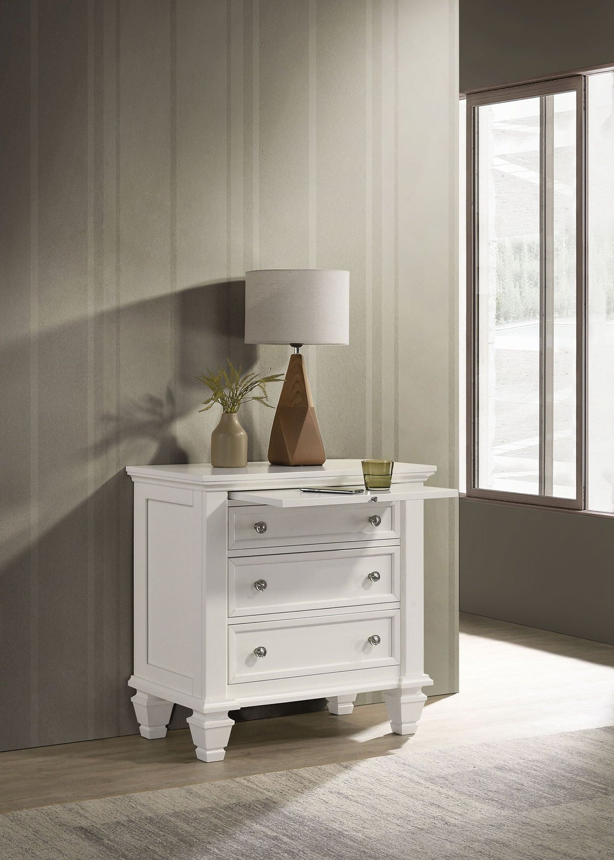Sandy Beach 3-drawer Nightstand Cream White by Unique Piece Furniture
