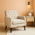 Upholstered Linen Armchairs Set Of Two With Tufted Buttons by ShipItFurniture