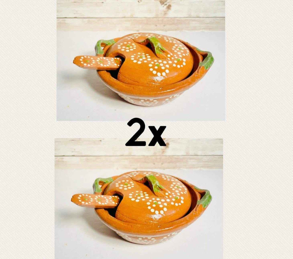 2 Mexican Casseroles 2 Cazuelas de Barro con Tapa