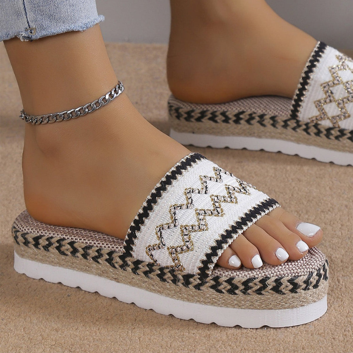 Geometric Weave Platform Sandals by Wild and Free Boutique