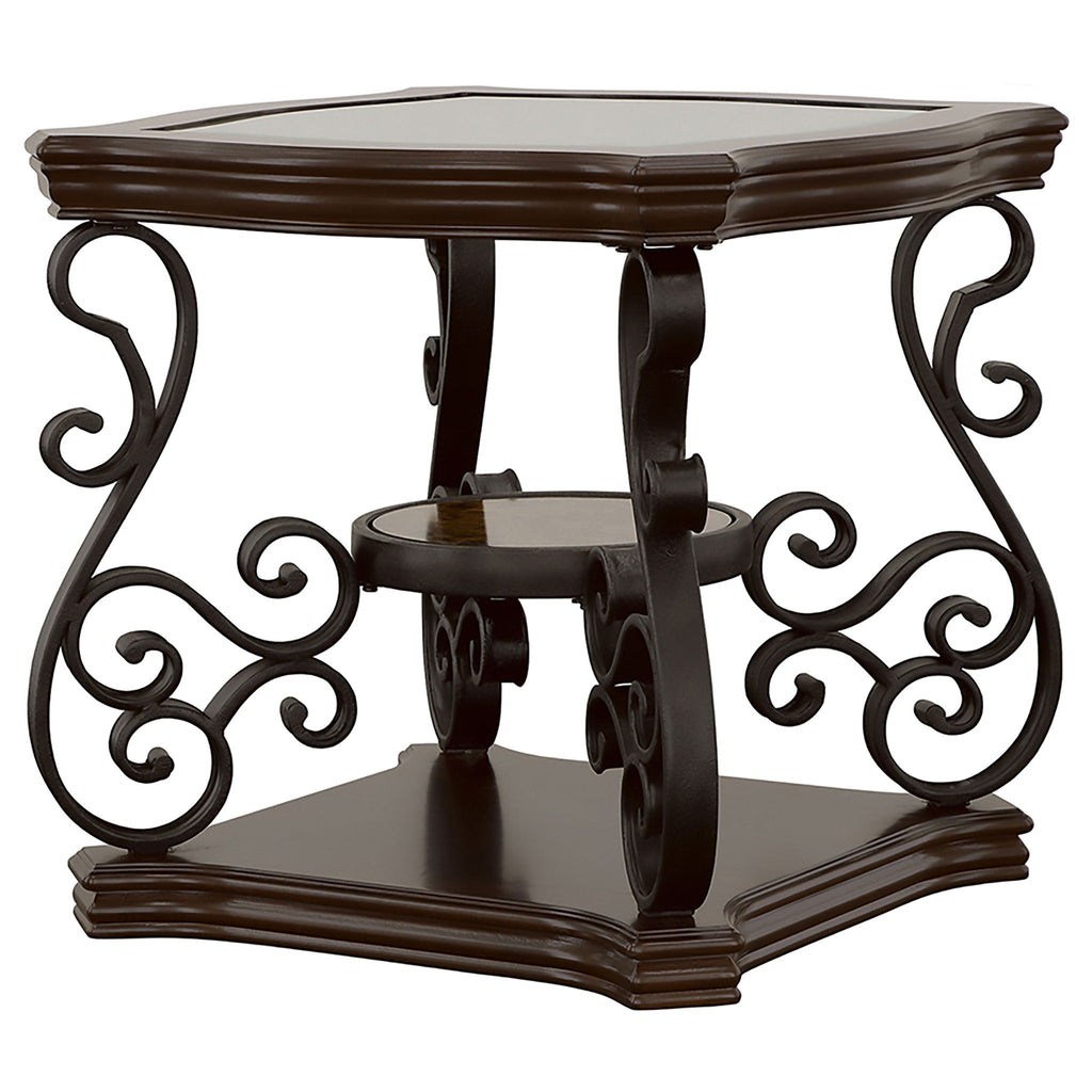 Laney 1-shelf Glass Top Square End Table Deep Merlot by Unique Piece Furniture