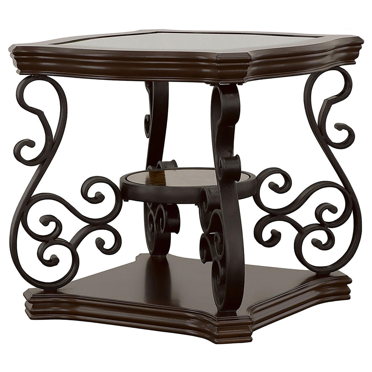 Laney 1-shelf Glass Top Square End Table Deep Merlot by Unique Piece Furniture