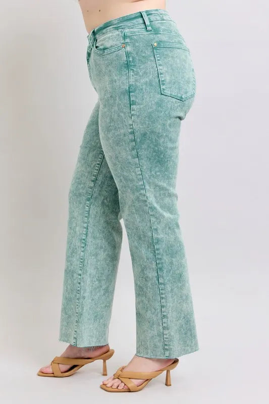 Judy Blue Full Size High Waist Garment Dyed Raw Hem Dad Jean Plus Size by Wild and Free Boutique