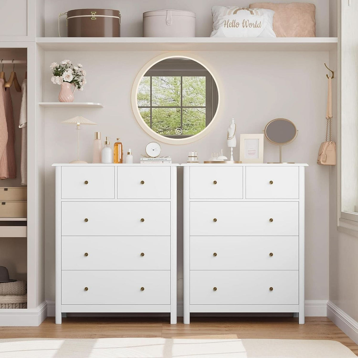 White Five Drawer Dresser For Bedroom Organization by ShipItFurniture