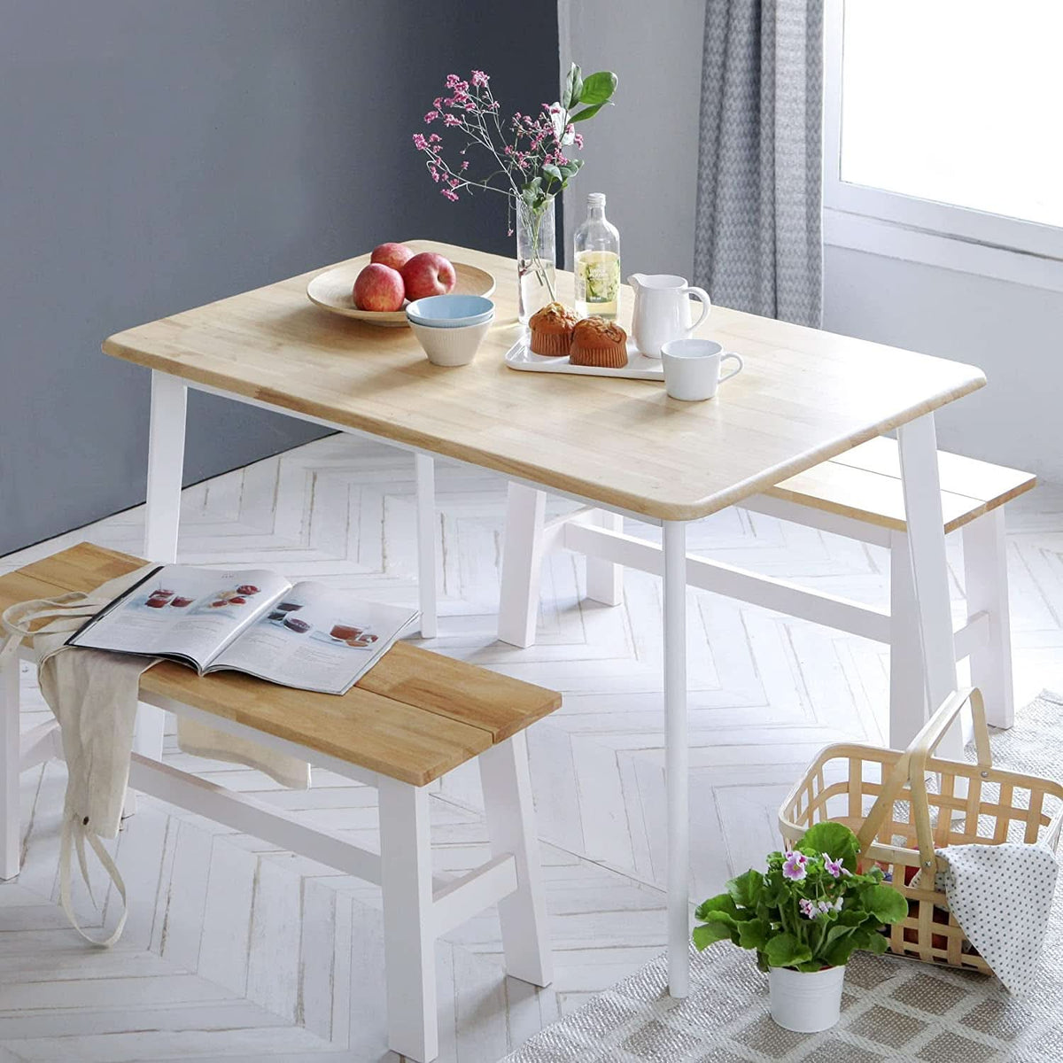 Mid Century Modern Solid Wood Rectangular Dining Table by ShipItFurniture