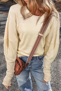 Beige Thermal Knit Patchwork Exposed Seam Long Sleeve Top by Dear-Lover Dropshipping