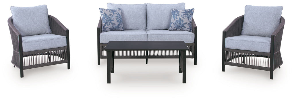 Bridges Beach - Loveseat, Lounge Chairs, Table Set (Set of 4) - Gray by Unique Piece Furniture