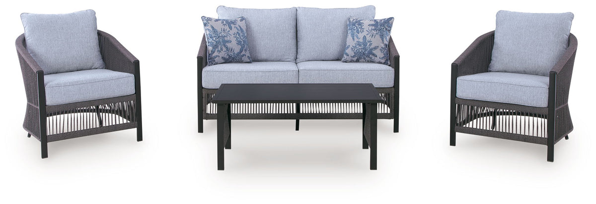 Bridges Beach - Loveseat, Lounge Chairs, Table Set (Set of 4) - Gray by Unique Piece Furniture