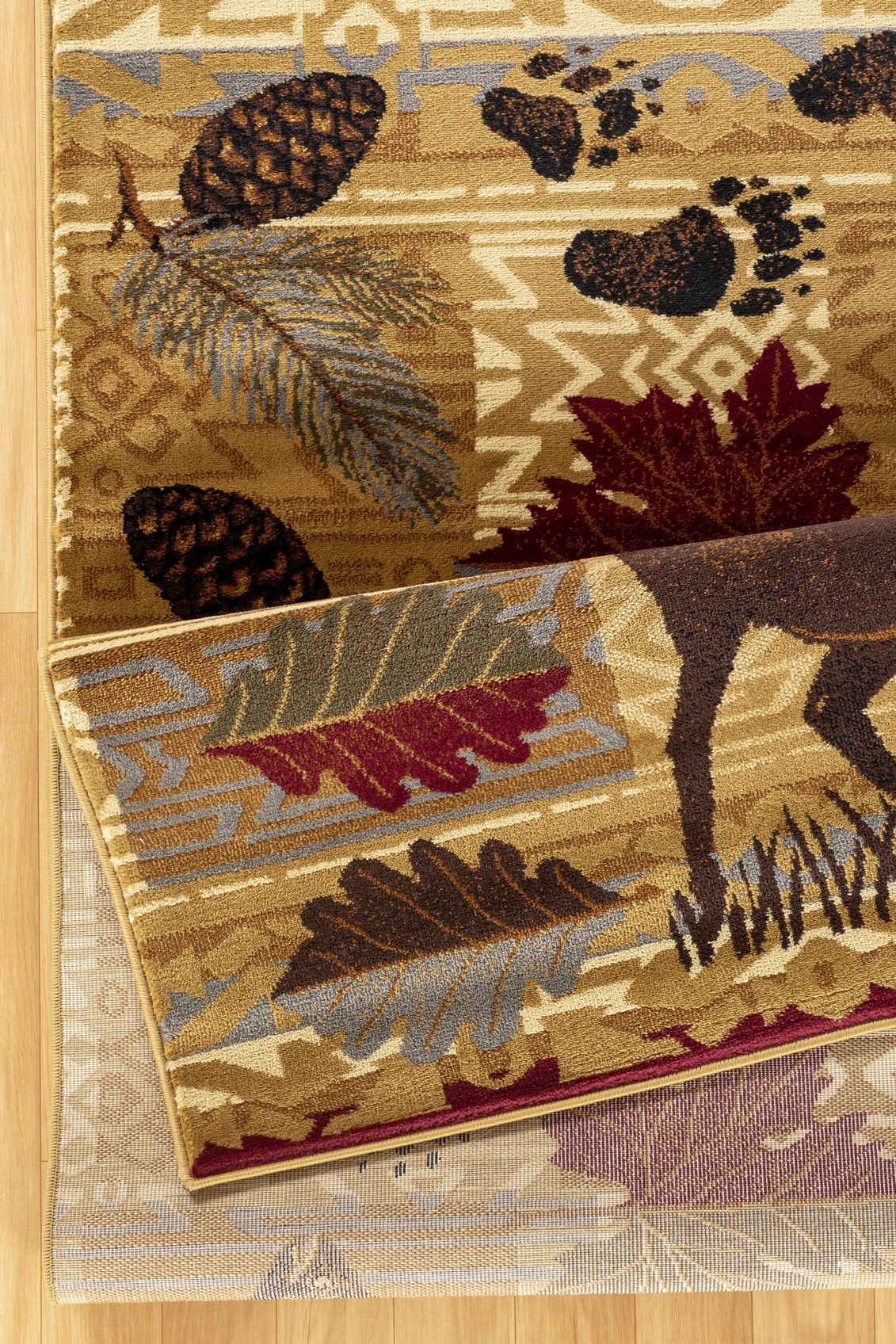 Nature's Nest - 5'3" X 7'3" Polypropylene, Lodge Area Rug - Multi / Beige by Unique Piece Furniture