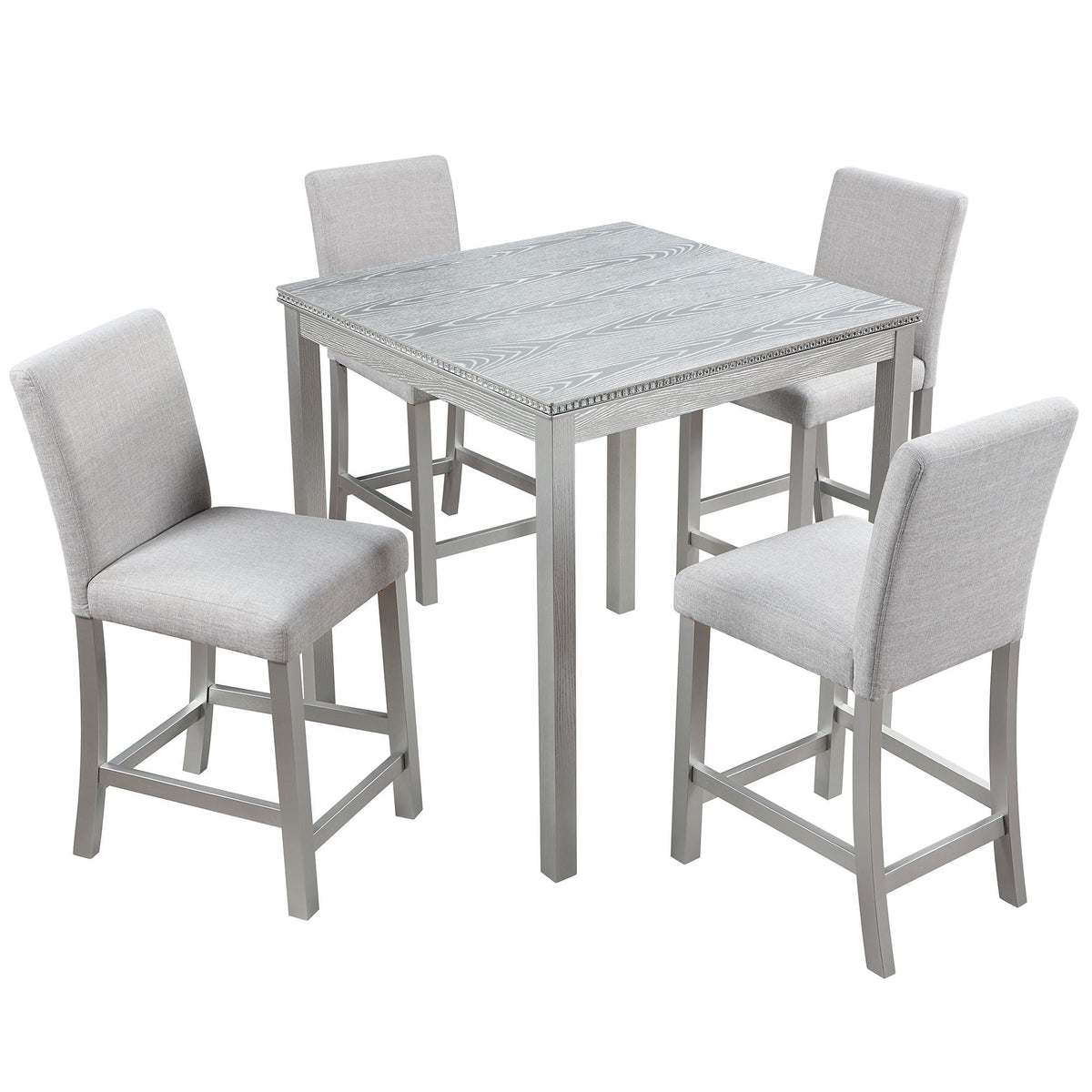5 Piece Counter Height Table Set, Square Table And 4 Upholstered Chairs by Unique Piece Furniture