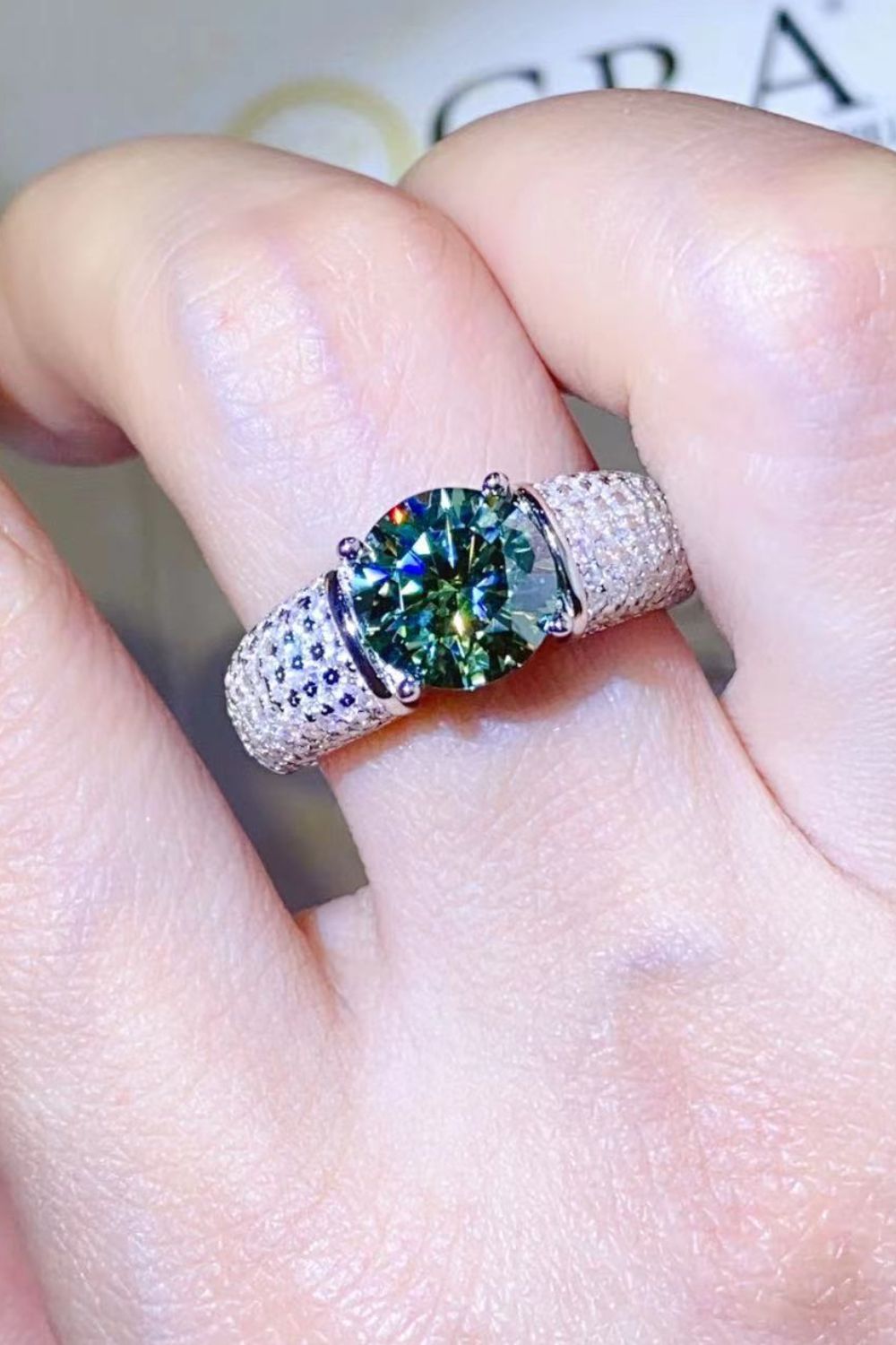 3 Carat Moissanite Side Stone Ring by Wild and Free Boutique
