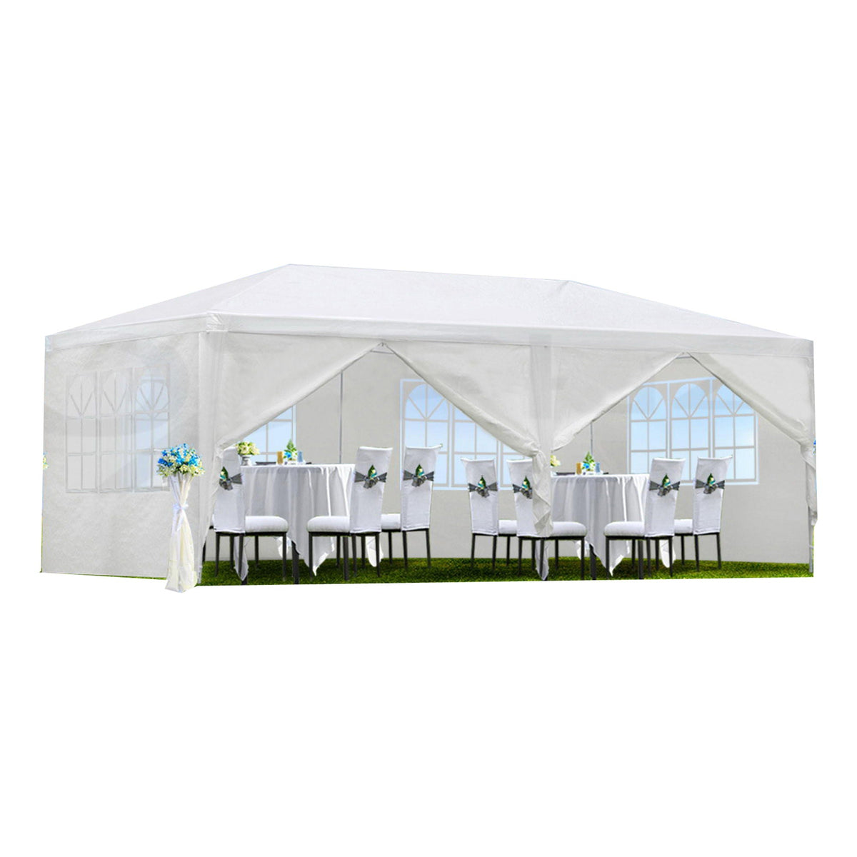 Wedding Party Canopy Tent Outdoor Gazebo With 6 Removable Sidewalls - White by Unique Piece Furniture