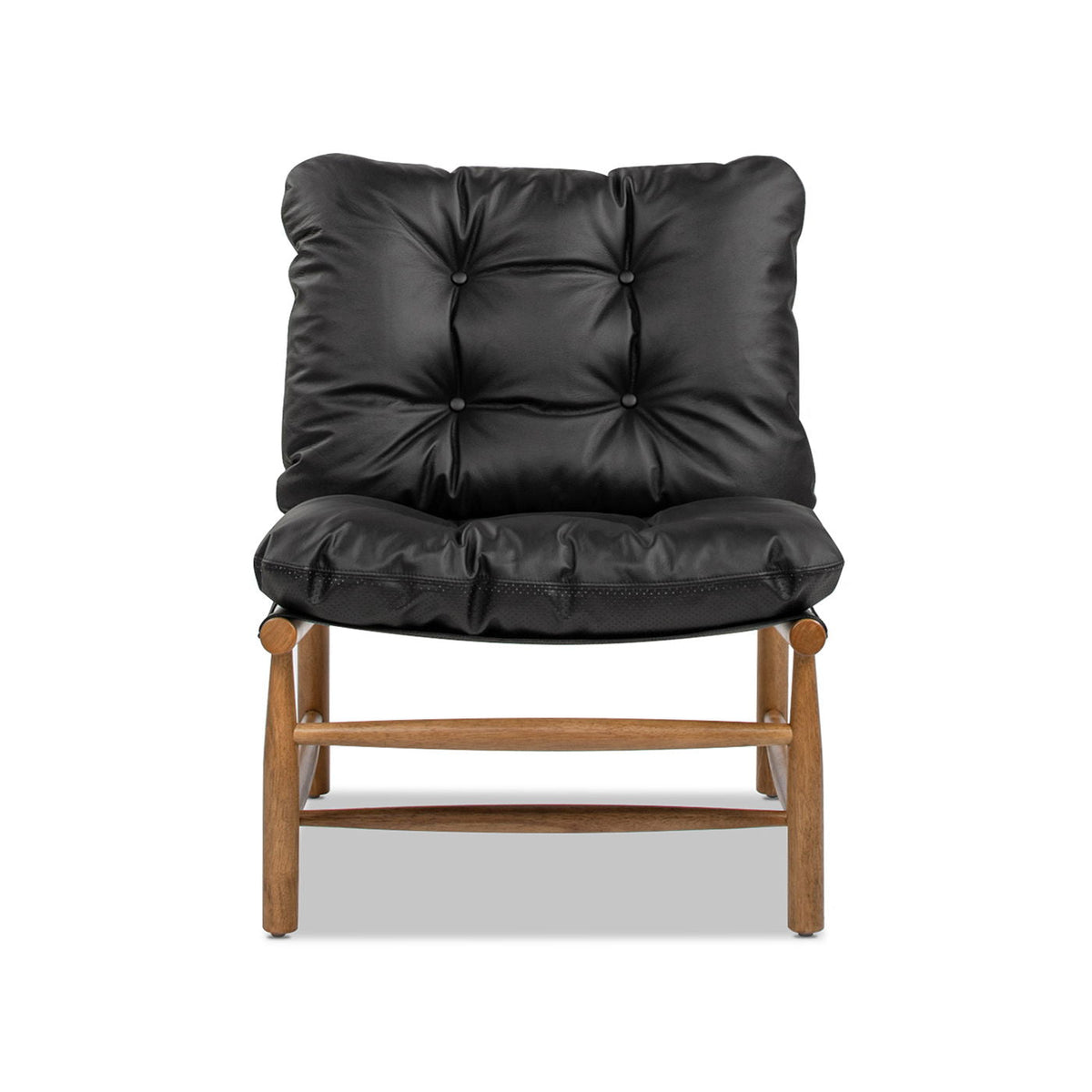 Oxford Leather Mid-Century Modern Accent Chair - Noir Black by Unique Piece Furniture