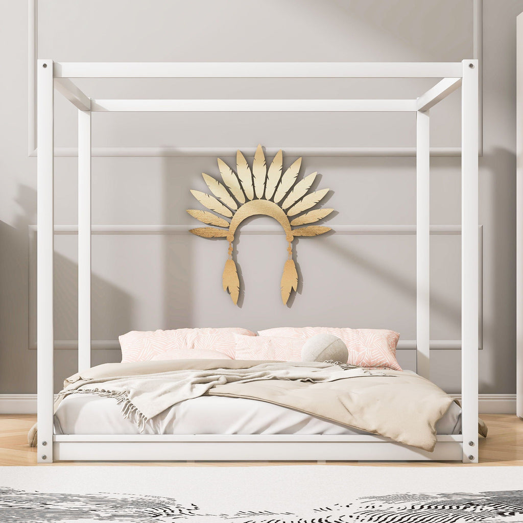 Wood Canopy Platform Bed With Support Legs And Airflow Slats by Unique Piece Furniture
