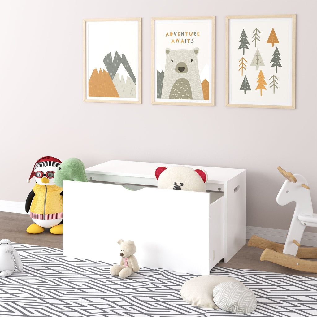 Toy Storage Organizer With Rolling Drawer, Chest With Wheels, Large Pull Out Bin For Nursery - White by Unique Piece Furniture