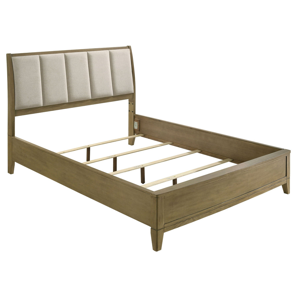 Granada Upholstered Queen Panel Bed Natural Pine by Unique Piece Furniture