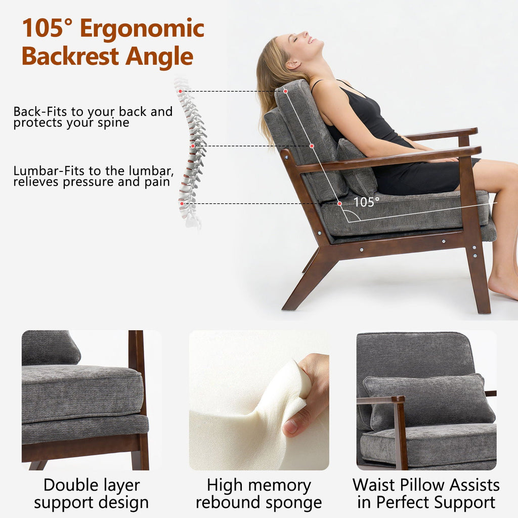 Living Room Chair With Lumbar Pillow by Unique Piece Furniture