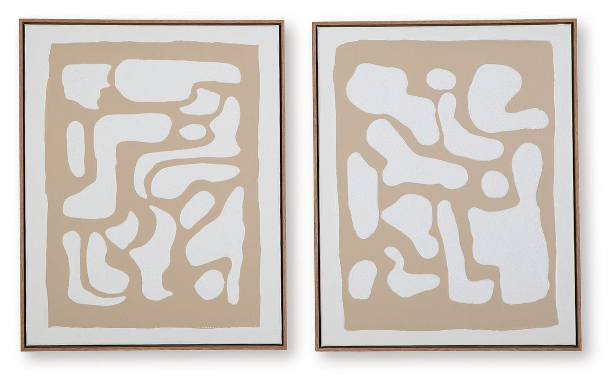 Waldett - Wall Art Set (Set of 2) - Beige / White by Unique Piece Furniture