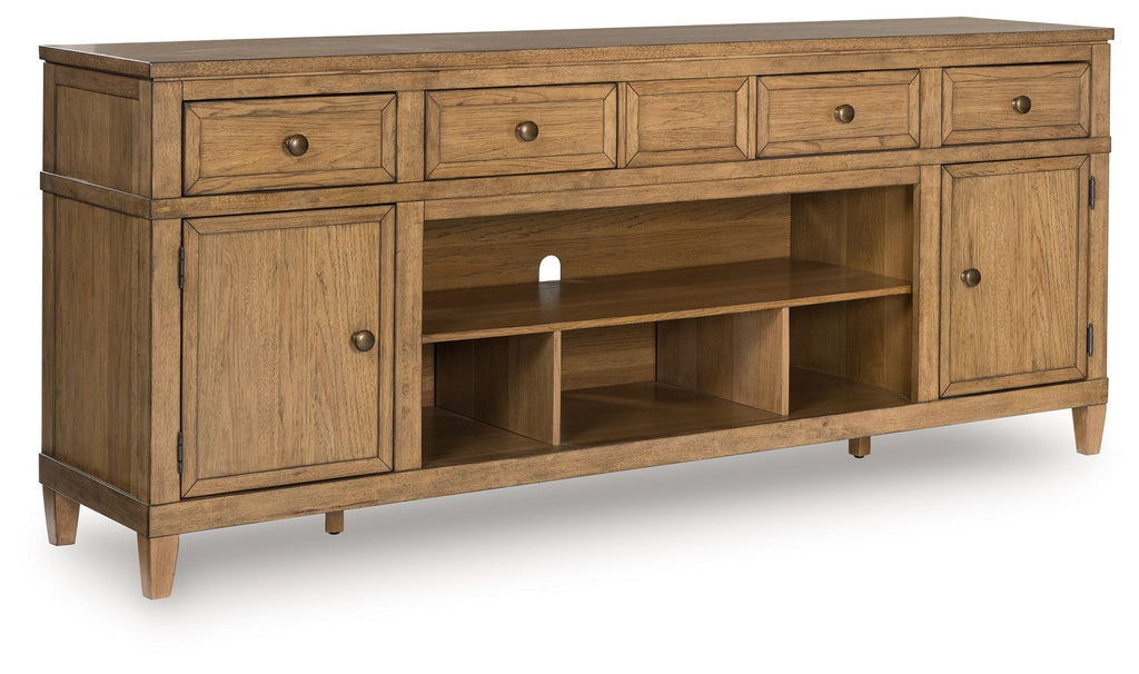 Sharlance - XL TV Stand With Fireplace Option - Light Brown by Unique Piece Furniture