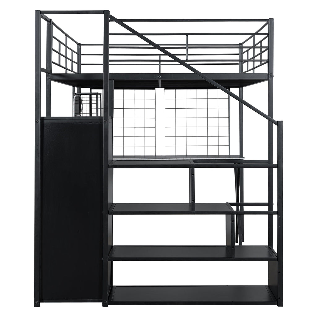 Loft Bed With Built In Work Station, Wardrobe, Storage Staircase And LED by Unique Piece Furniture