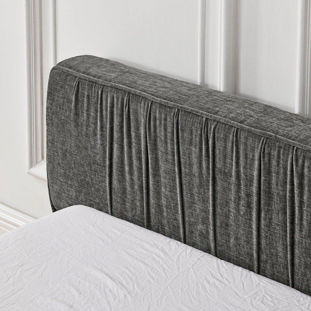 Modern Upholstered Platform Bed Frame With Pleated Design by Unique Piece Furniture