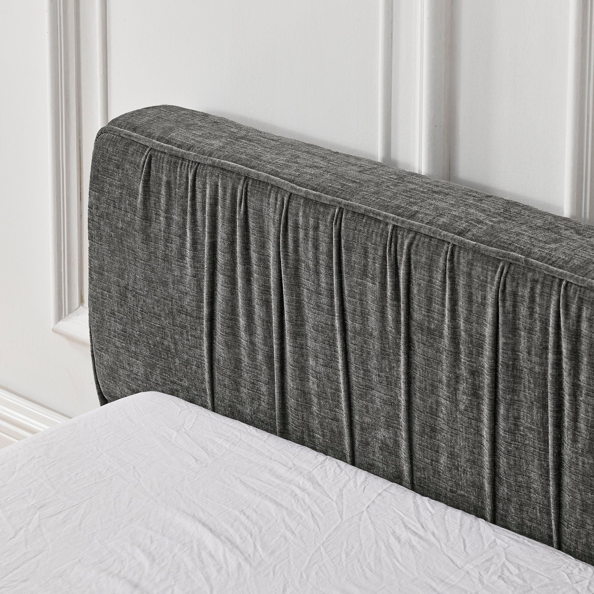 Modern Upholstered Platform Bed Frame With Pleated Design by Unique Piece Furniture