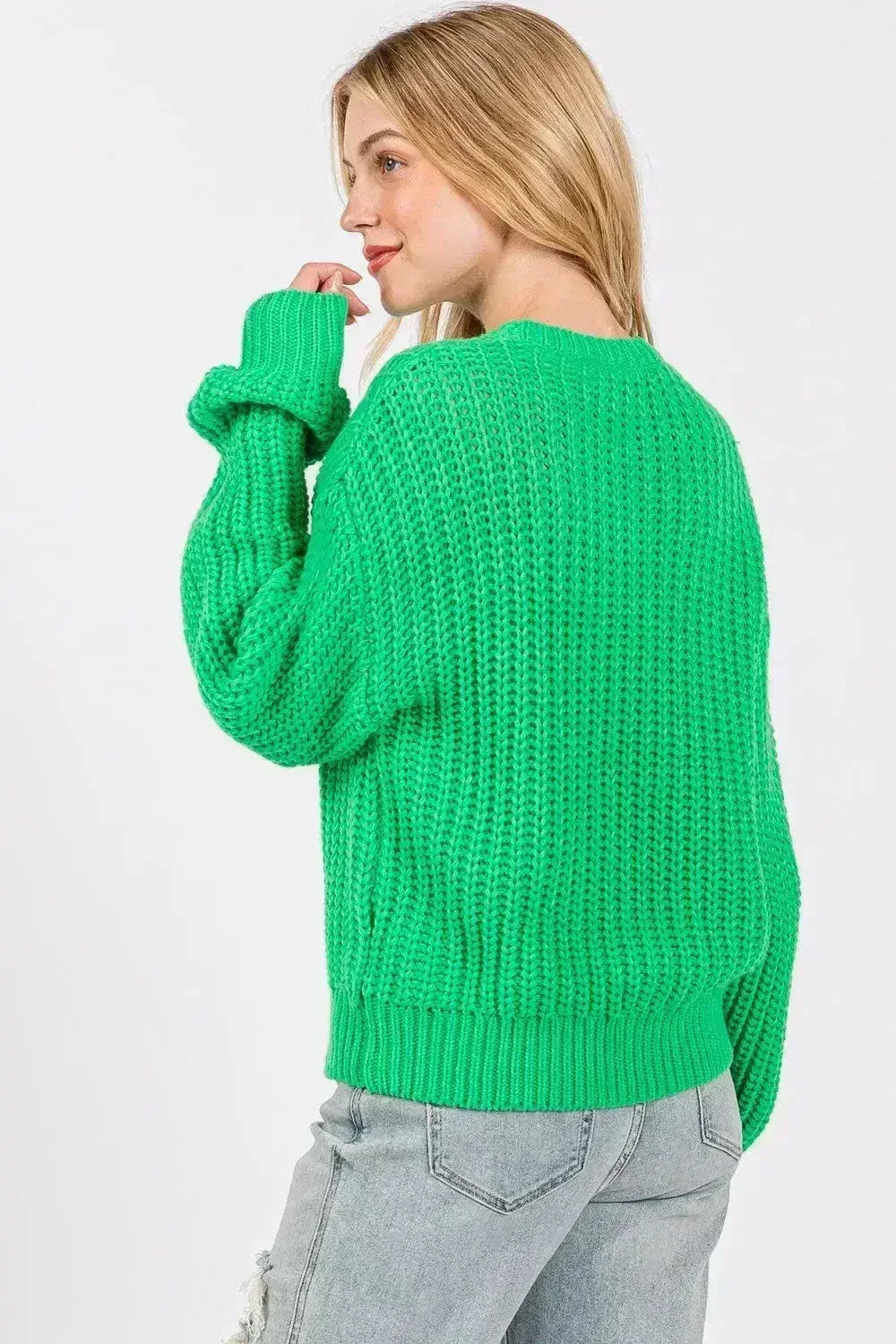 SAGE + FIG Round Neck Drop Shoulder Sweater by Femstylo
