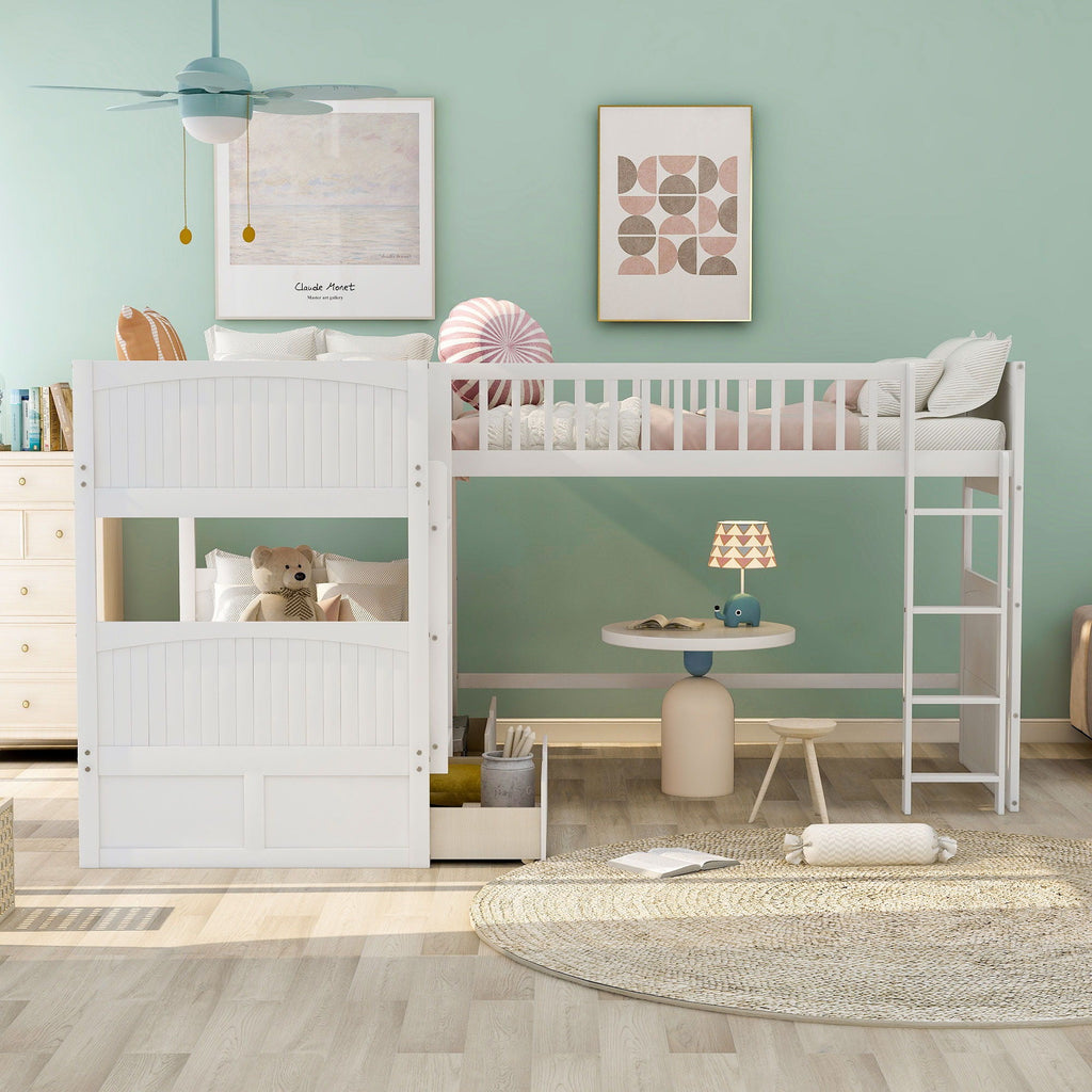 Bunk Bed With Loft And 2 Drawers by Unique Piece Furniture