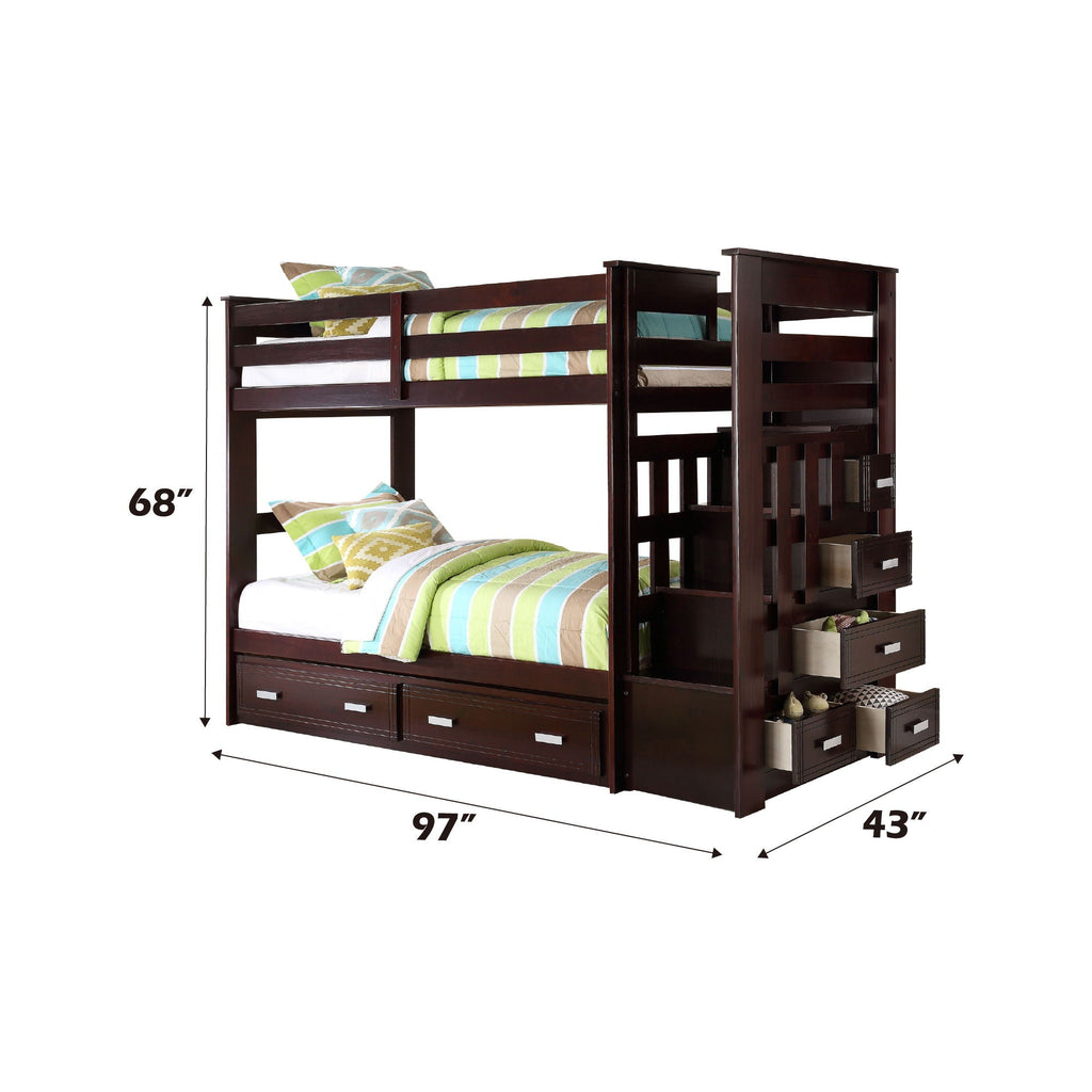 Allentown - Twin / Twin Bunk Bed With Trundle Storage - Espresso by Unique Piece Furniture
