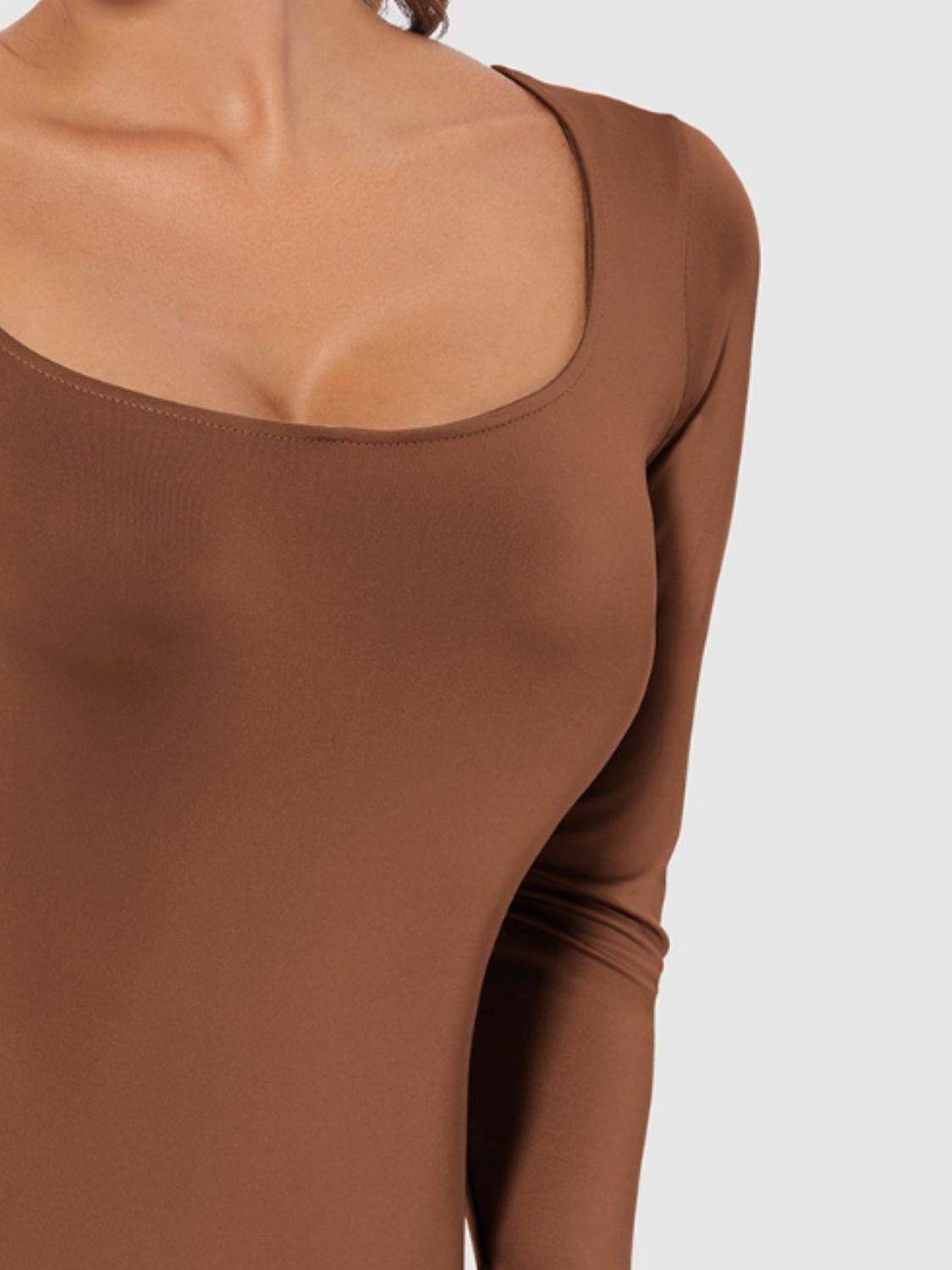 Full Size Scoop Neck Long Sleeve Bodysuit for Women by Selvanelle