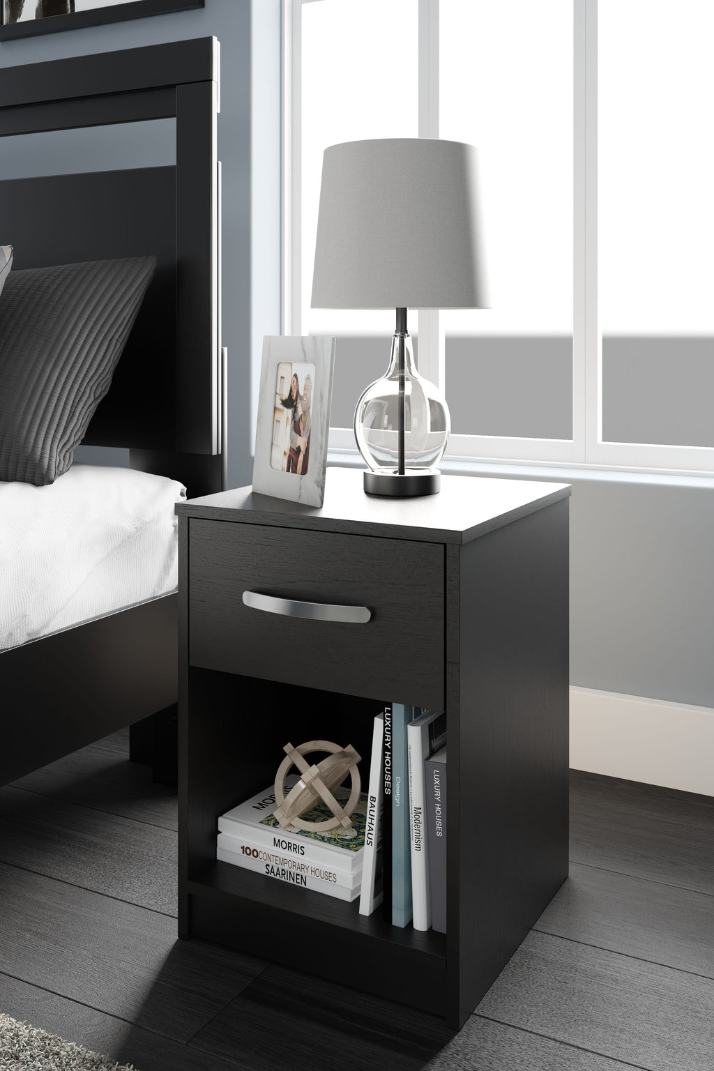 Finch - One Drawer Night Stand - 23" Height - Black by Unique Piece Furniture