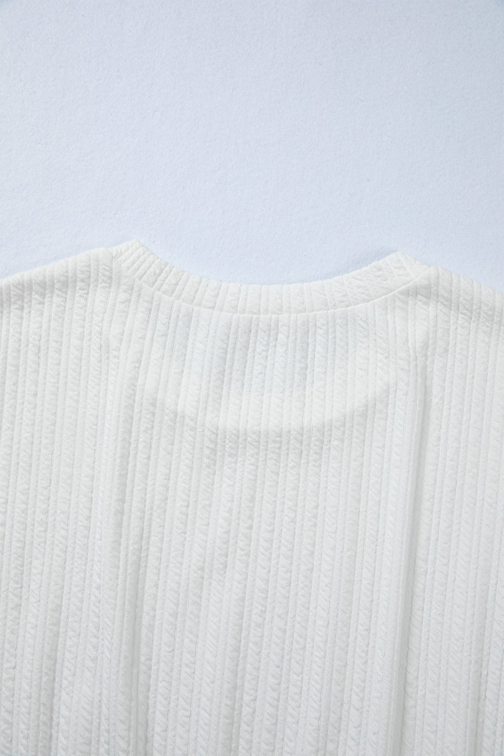 White Solid Color Textured Drop Shoulder Long Sleeve Peplum Top by Wild and Free Boutique
