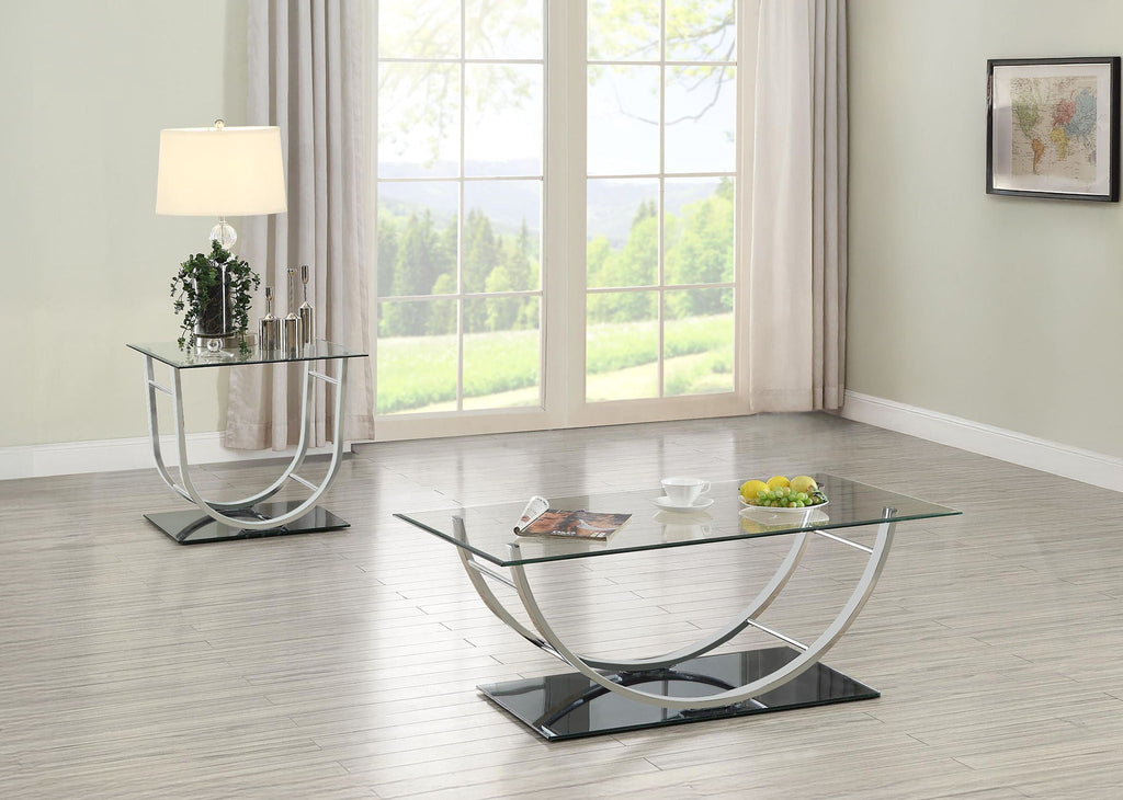 Danville 2-piece Glass Top Coffee and End Table Set Chrome by Unique Piece Furniture