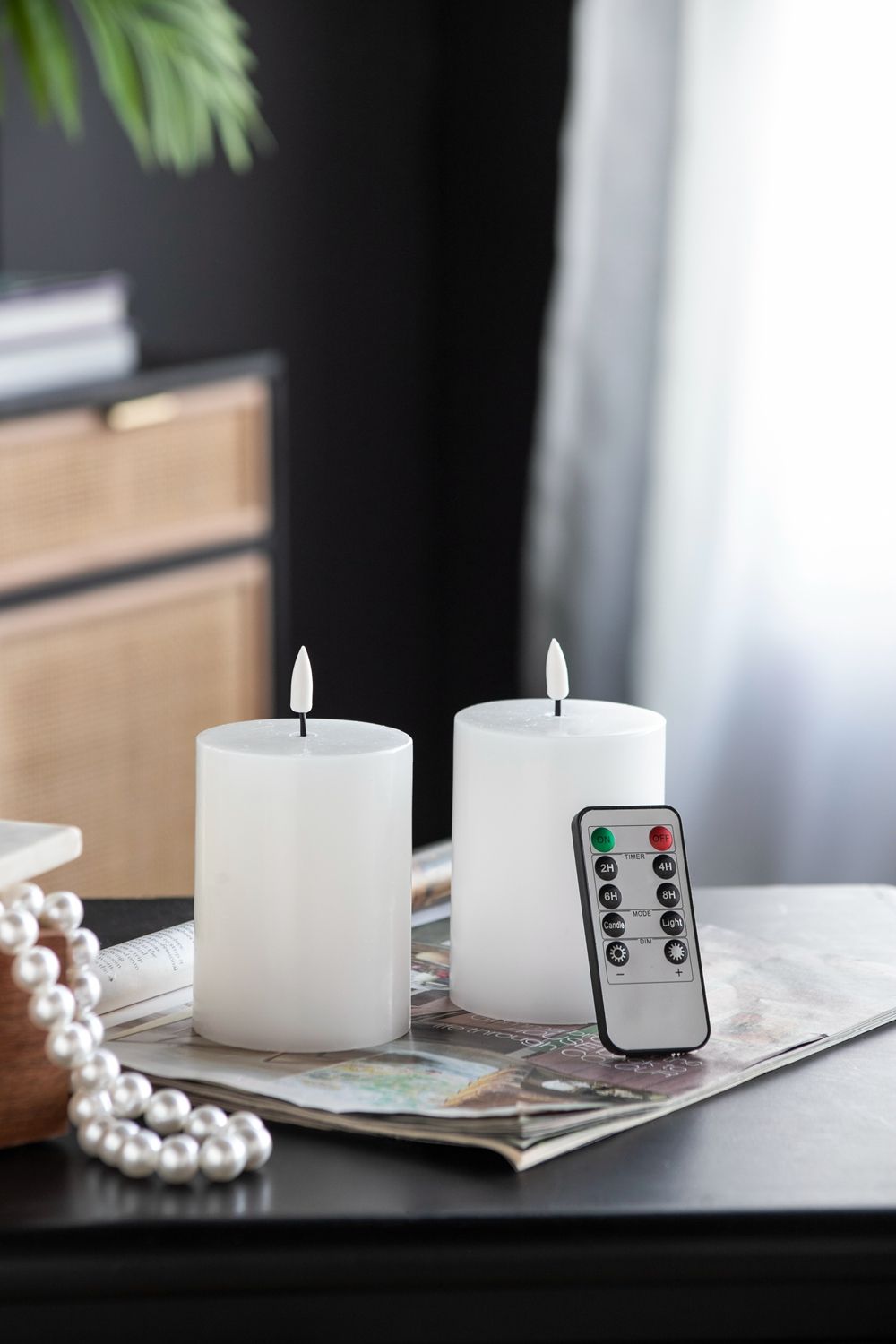 LED Candles With Wick And Remote Control Timer (Set of 2) - White by Unique Piece Furniture