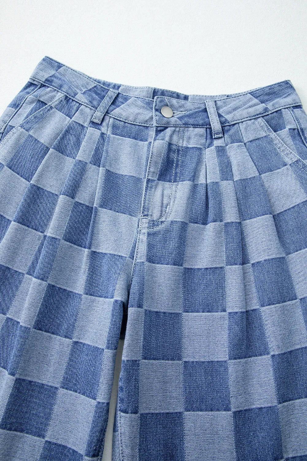 Checkered Wide Leg Jeans with Pockets by Wild and Free Boutique