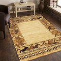 Tribes - 5'3" X 7'3" Southwest Area Rug Polypropylene - Beige by Unique Piece Furniture