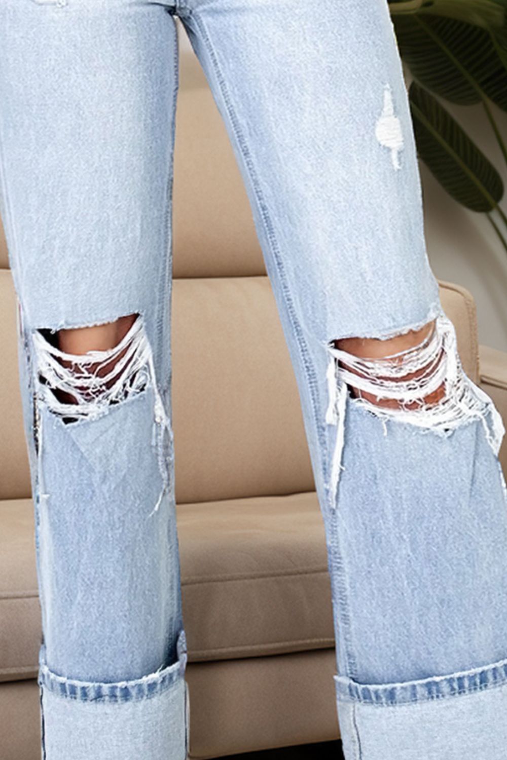 Distressed High Waist Jeans with Pockets by Wild and Free Boutique