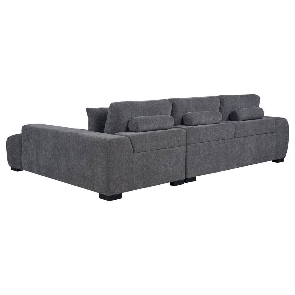 Octavia Upholstered Sectional Chaise Sofa Charcoal Grey by Unique Piece Furniture