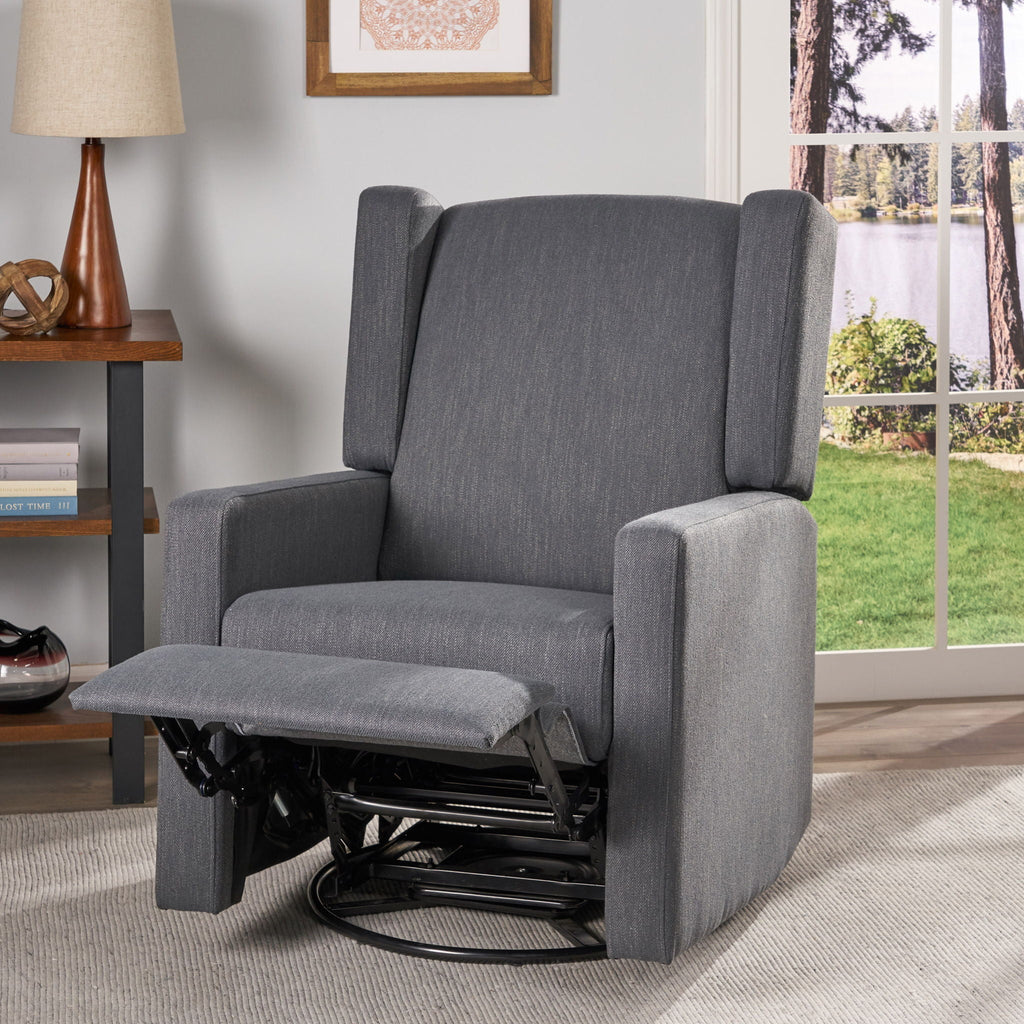 Landau Contemporary Fabric Upholstered Swivel Recliner by Unique Piece Furniture
