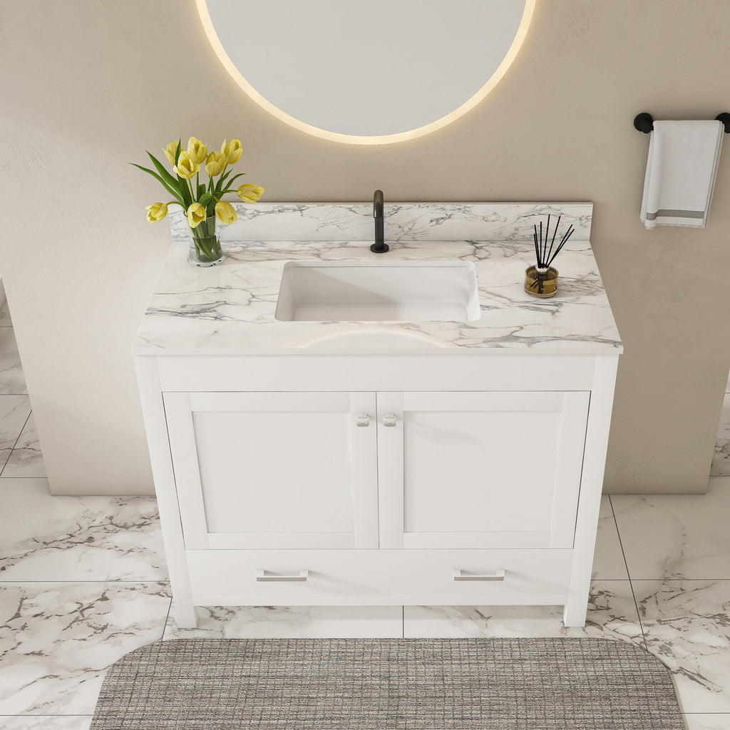 43" Bathroom Vanity, Multi Functional Cabinet - White by Unique Piece Furniture
