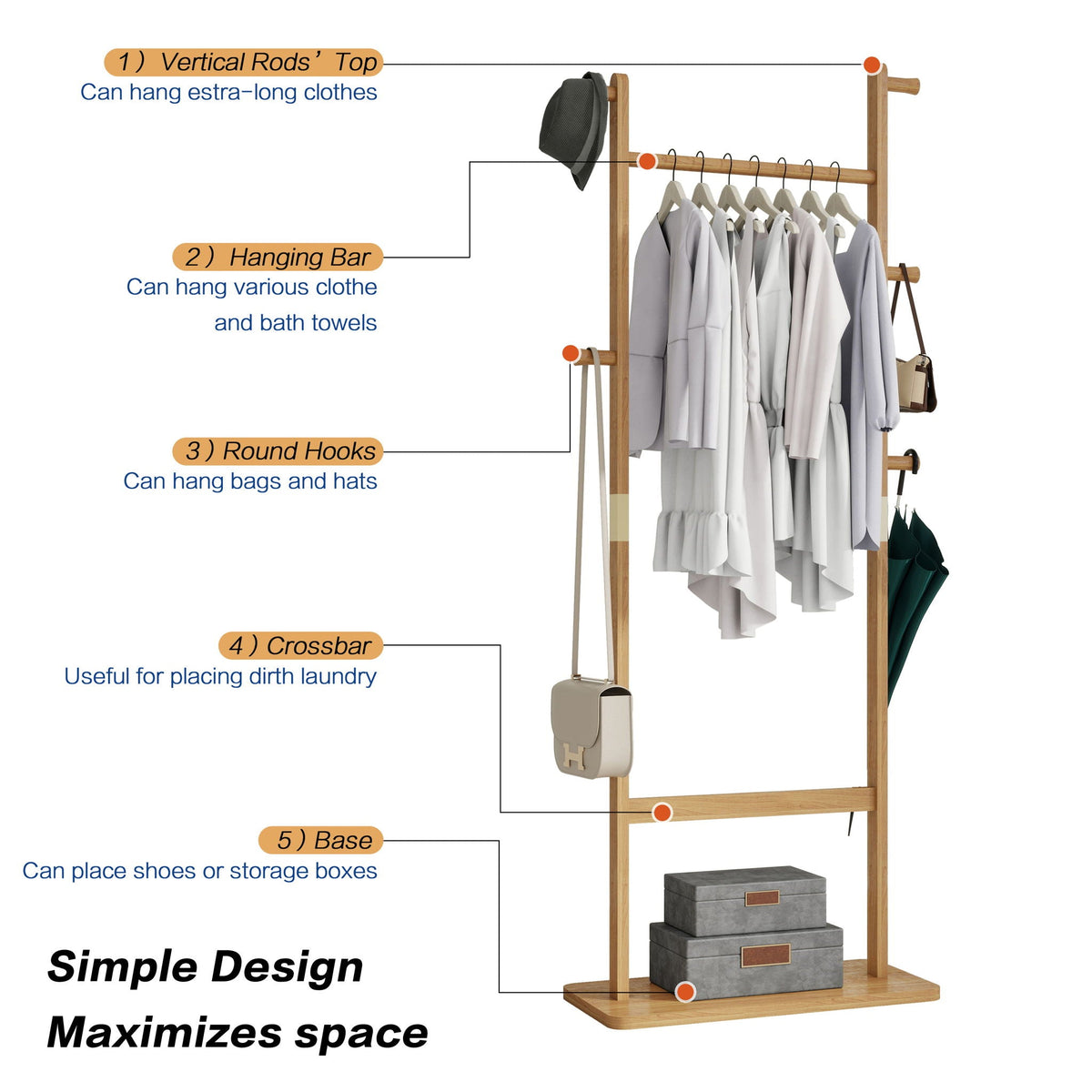 Solid Wood Simple Hat Rack by Unique Piece Furniture