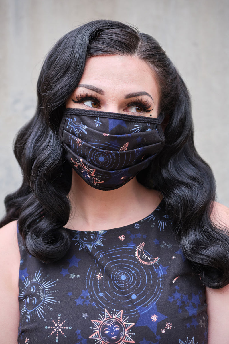 Celestial / Math Reversible Cotton Mask by Retrolicious